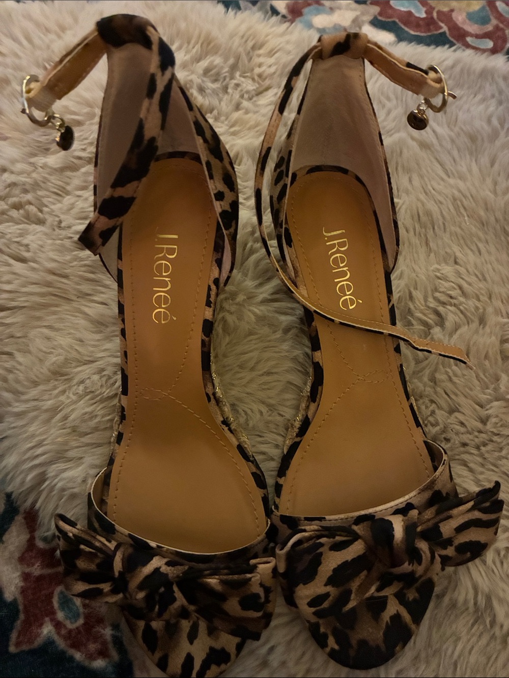 J.Renee Darian Leopard Bow Wedge Sandals - Tan/Black Nordstrom